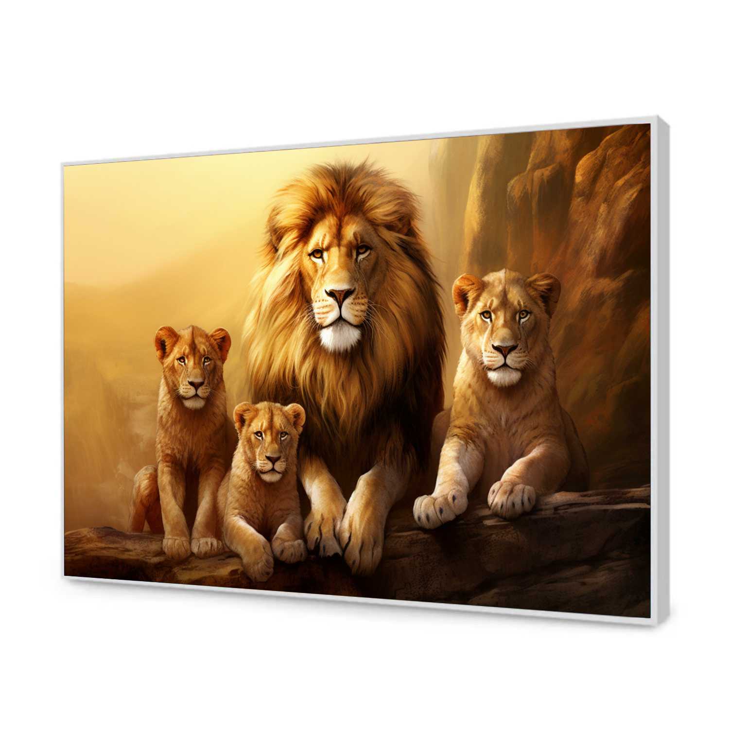 Quadro Decorativo Família de Leões 